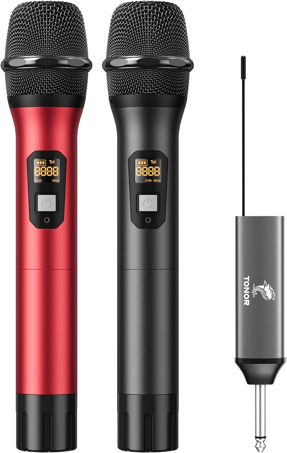 TONOR Wireless Microphone, UHF Dual Handheld Metal Multipurpose Dynamic Singing Mic System1